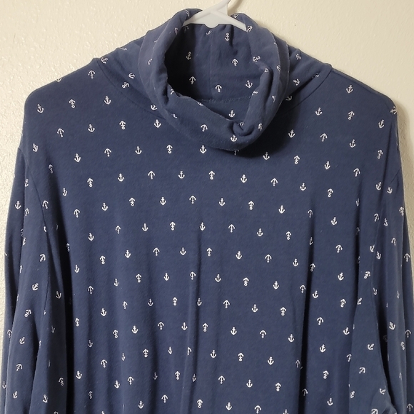 Lands End Womens Nautical Mock Neck Long Sleeve Shirt Size 2X Pullover Sweater - Picture 2 of 9